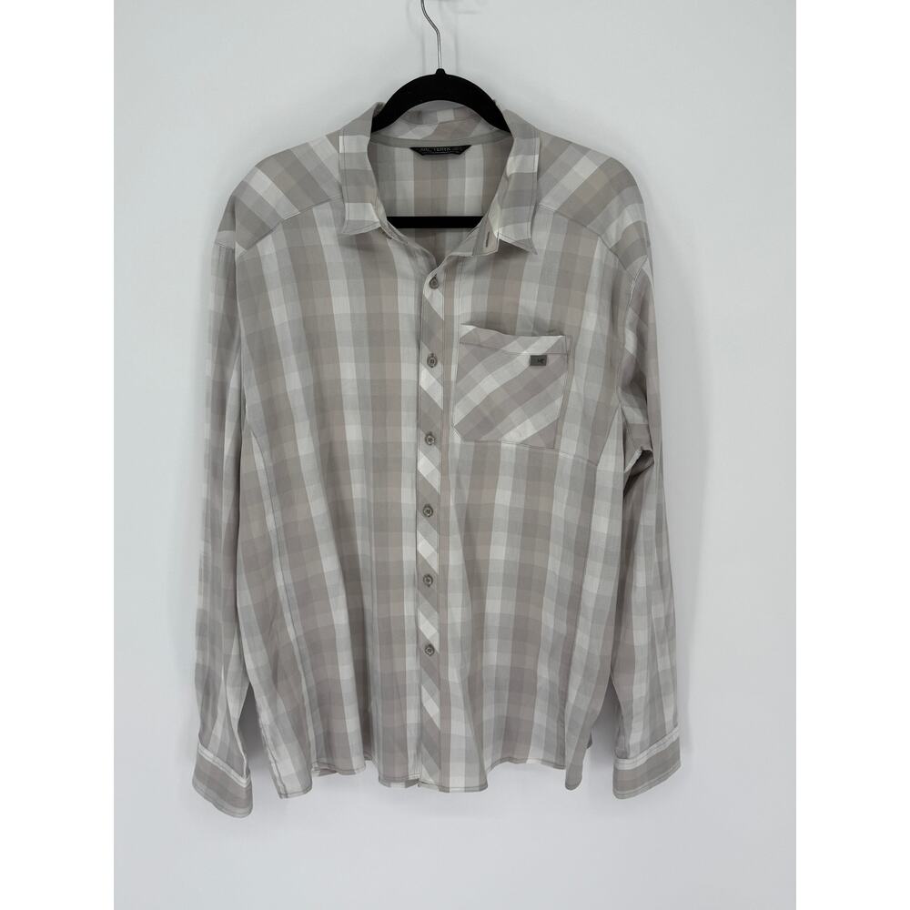 Arc'teryx Men's Gray Plaid Long Sleeve Button Up Cotton Blend Shirt XL - Picture 2 of 6